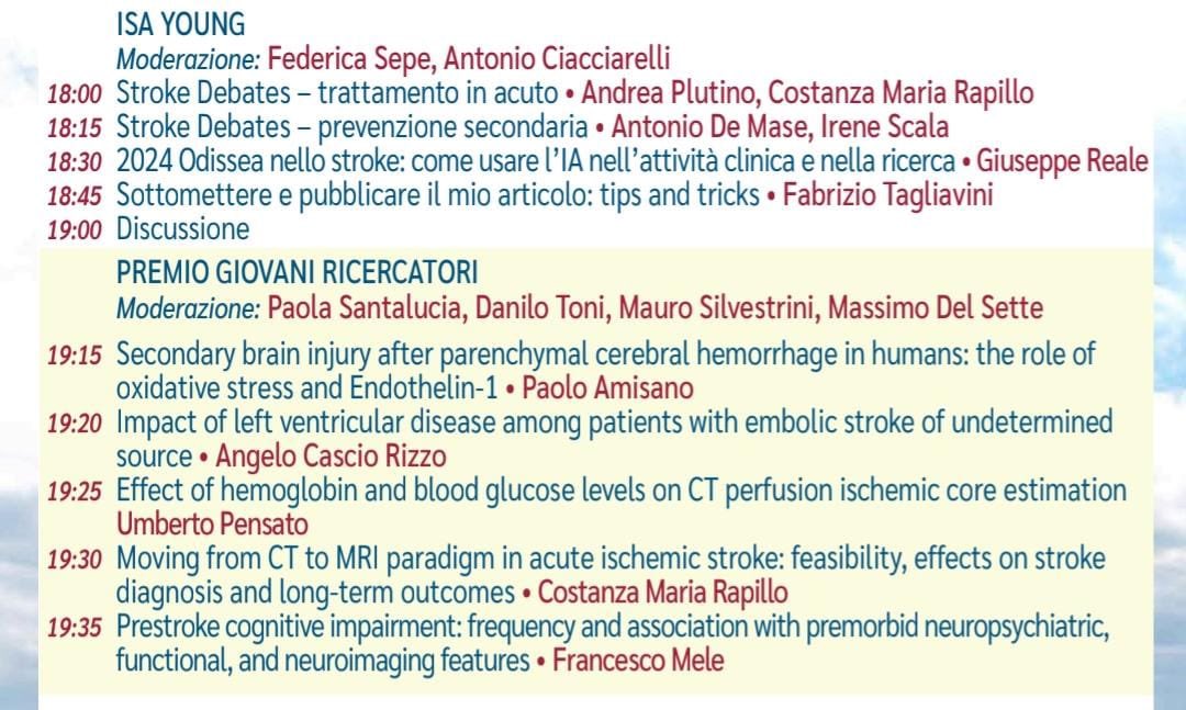 ISAYoung (@isa_aii_young) on Twitter photo Don’t Miss the ISA Young and the following Young Researchers sessions!
Hot debates and novel topics to discuss
#stroke #Neuroscience #AI <a href="/UPensato/">Umberto Pensato 🇮🇹 🇨🇦</a> Don’t Miss the ISA Young and the following Young Researchers sessions!
Hot debates and novel topics to discuss
#stroke #Neuroscience #AI <a href="/UPensato/">Umberto Pensato 🇮🇹 🇨🇦</a>