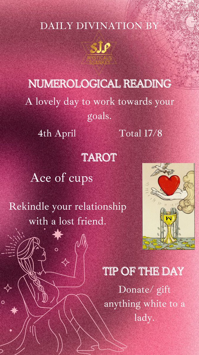 SsanketP's tweet photo. Numerology and Tarot Card Reading For The Day✨

Regards
Ssanket Jayant Popat 
Spiiritual Catalyst
+91 - 9136315725
https://t.co/m9NOhENSPu https://t.co/p2OfAQWdfv