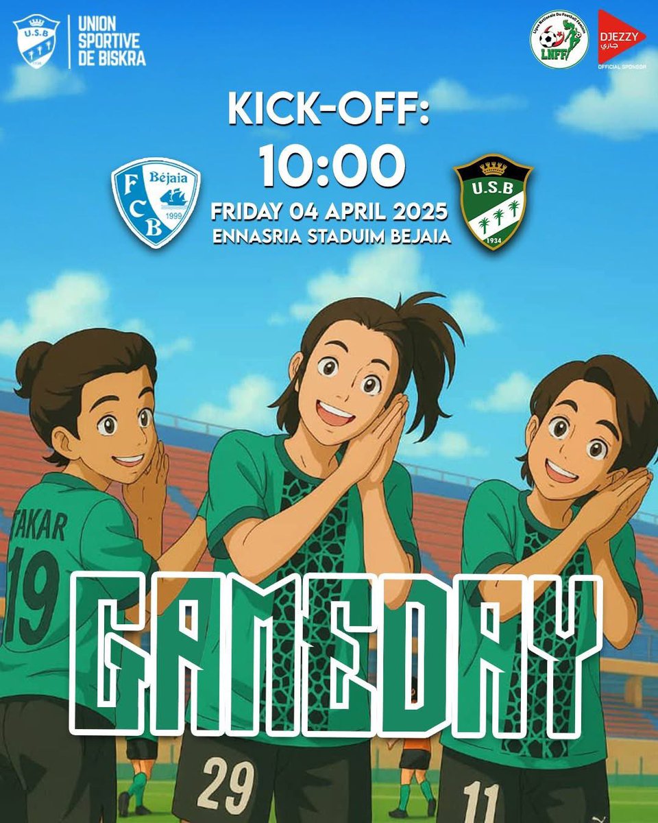 USBiskra_Fans's tweet photo. 🟩⬛️ | يوم المباراة
👈| القسم الأول النسوي - الجولة 16 🇩🇿
⚽ | نادي بجاية 𝙑𝙎 اتحاد بسكرة
🗓️ | الجمعة 04 افريل 2025
🕗|سا: 10.00 🇩🇿
🏟️ ملعب الناصرية، بجاية
📱 منصة فيفا FIFA+
#FCBvsUSB | #TeamUSB
🟢⚫ | #فرسان_الزيبان 🌴 https://t.co/4ZwpiwcrLy