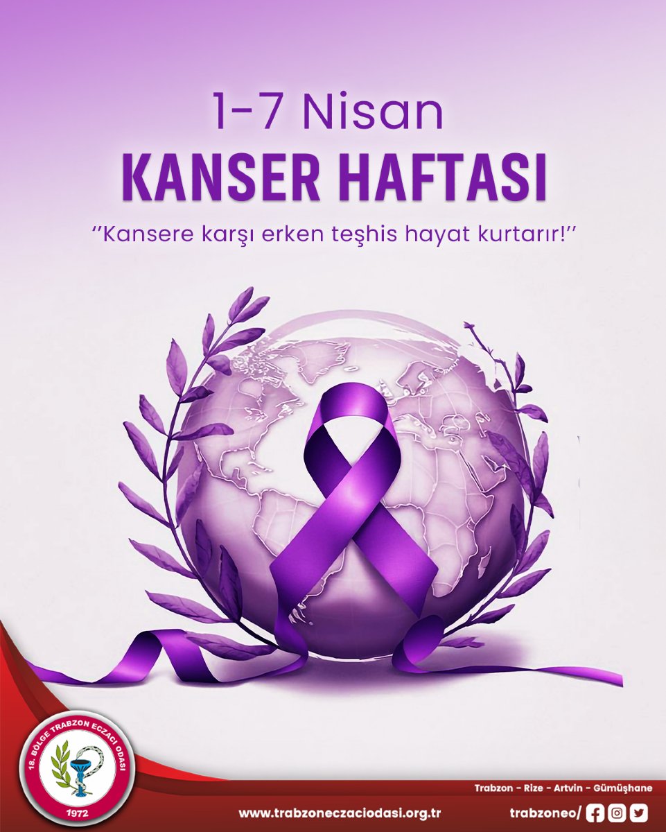 1-7 Nisan Kanser Haftası
''Kansere karşı erken teşhis hayat kurtarır!''
.
.
.
#eczacışart #eczacıheryerde #eczacı #kanserhaftası