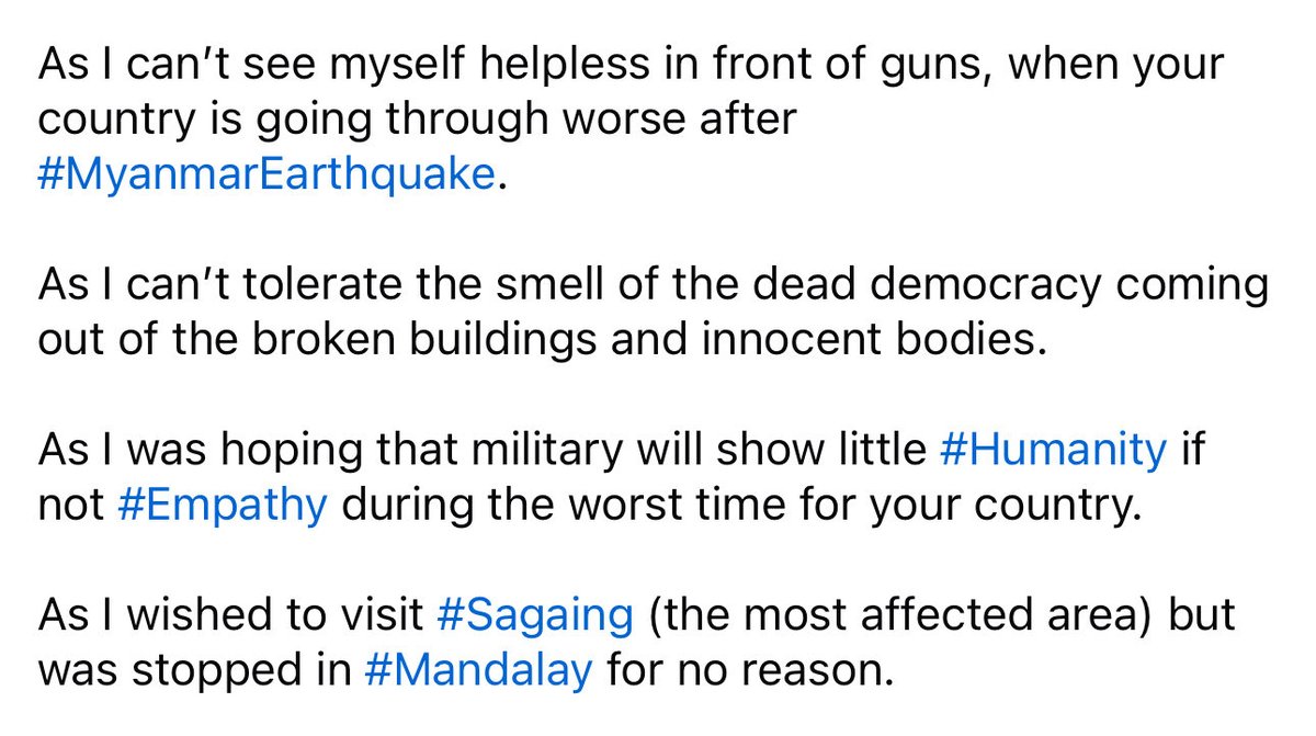 TostevinM's tweet photo. He abandoned a mission to help after Myanmar’s earthquake, saying he was stopped from going to worst hit area and criticising military. Are there active orders to stop help getting to some places? #WhatsHappeningInMyanmar #MyanmarEarthquake https://t.co/E4uqai9QC0