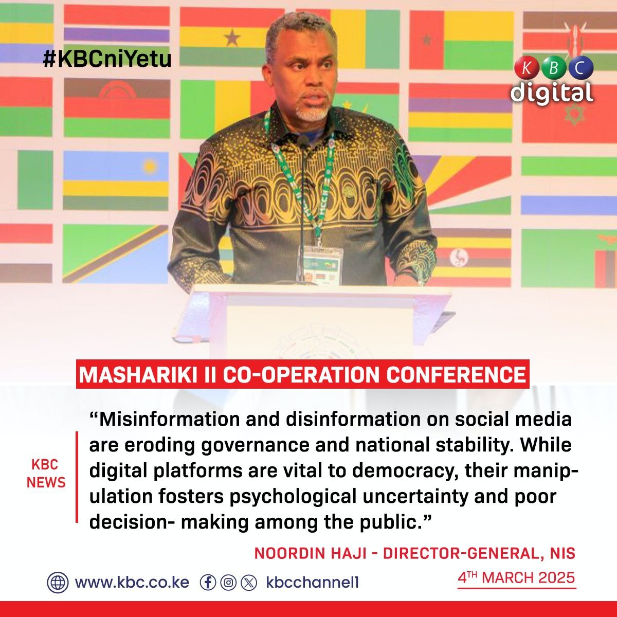 KenyaWeWant_'s tweet photo. NIS DG 'Misinformation and Disinformation on Social media are eroding Governance  and national stability..' Mashariki Conference #MCCII
Ol kalou Justin Muturi Attorney General Methu https://t.co/5haHgklsBD