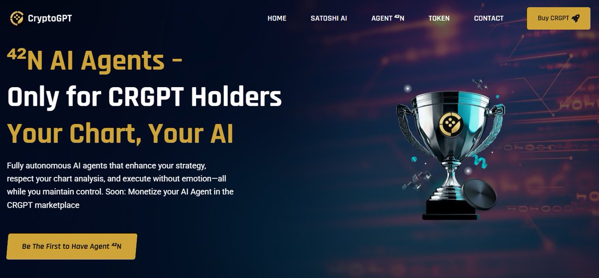 🚨 Our website just got a major update: cryptogpt.io/agent42n

💡 Learn how to win your own Agent 42N — the fully autonomous AI trading co-pilot built for CRGPT holders.
Your Chart. Your Strategy. Your AI.
#CRGPT #Agent42N #CryptoTrading #AITrading #CryptoGPT