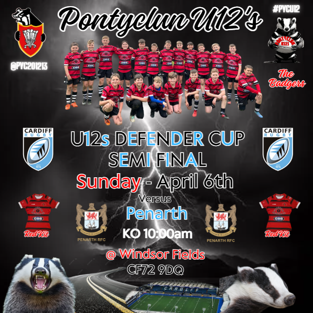 pyc201213's tweet photo. This coming Sunday it's the BIG ONE ......... we welcome @MiniRfc to Windsor Fields for what promises to be an epic battle ...... 🦡🏉🔵🏆 #YNBTB #PYCU12 @PontyclunRFC https://t.co/YwzzM5Fpit