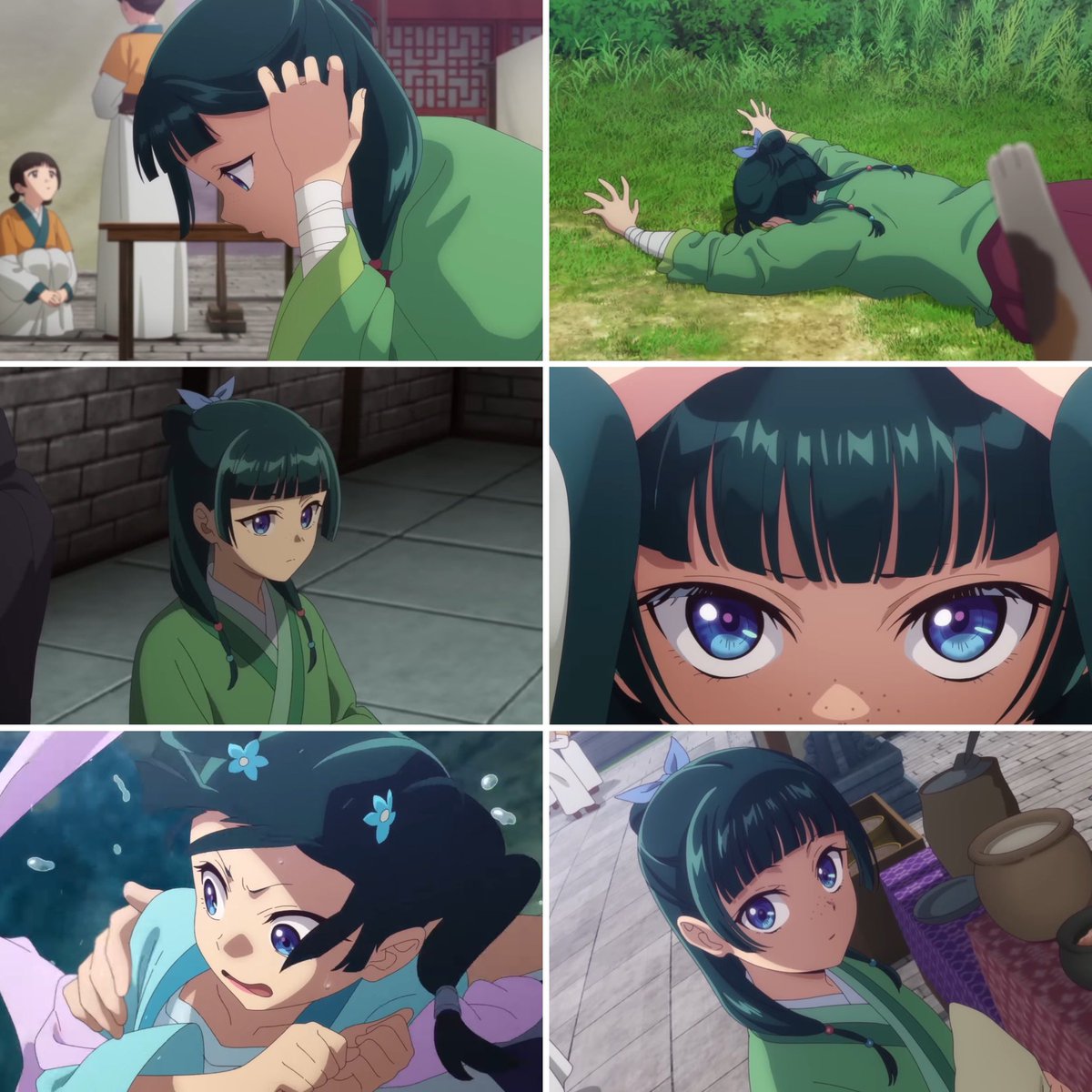 keiuzuki's tweet photo. I love how in the new Apothecary Diaries OP [Kusuhiki], we see the POV of Jinshi, Shisui &amp; Xiaolan and how they saw Maomao in these past moments (Cour 1) 😭 https://t.co/4C1eMRWNT0