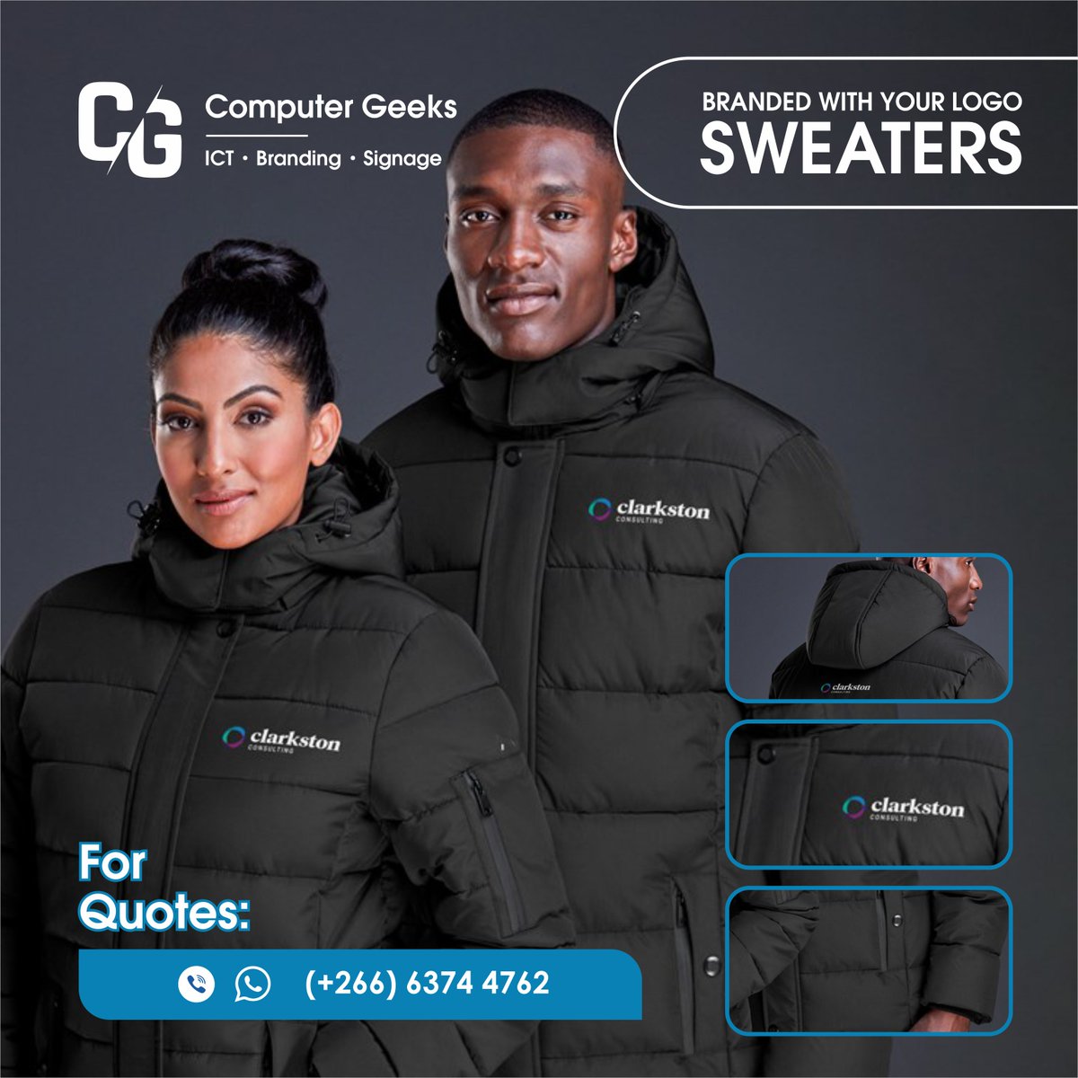 MatheMaan's tweet image. 📢 Branded Corporate Clothing 📢
Premium Quality Clothing. For Quotes: (+266) 63744762
#CorporateWinterClothing #ComputerGeeks #Lesotho