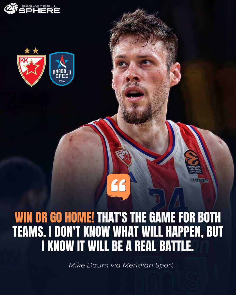 🗣️ I wanted to be out there with the guys on the court.

Mike Daum (<a href="/dauminator24/">Mike Daum</a>) spoke about the upcoming game against Anadolu Efes and emphasized that Crvena Zvezda must win. 🔴⚪️

#EuroLeague #kkcz