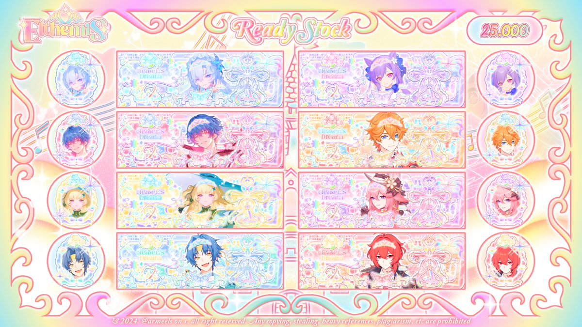 Any interaction will be appreciated ♡ Tysm (★^O^★)

 ── ⋆⋅☆⋅⋆ ──

Nyaho! Els ada 16 RS layout 2D geshin, HSR, Wuwa, ZZZ yang bisa di take di jam 19.15 WIB!. Ada special disc buat pembelian 3 atau lebih loh! Price ada di pict ya!. Kuy jajank! 🤩

t. #zonauang #zonaba