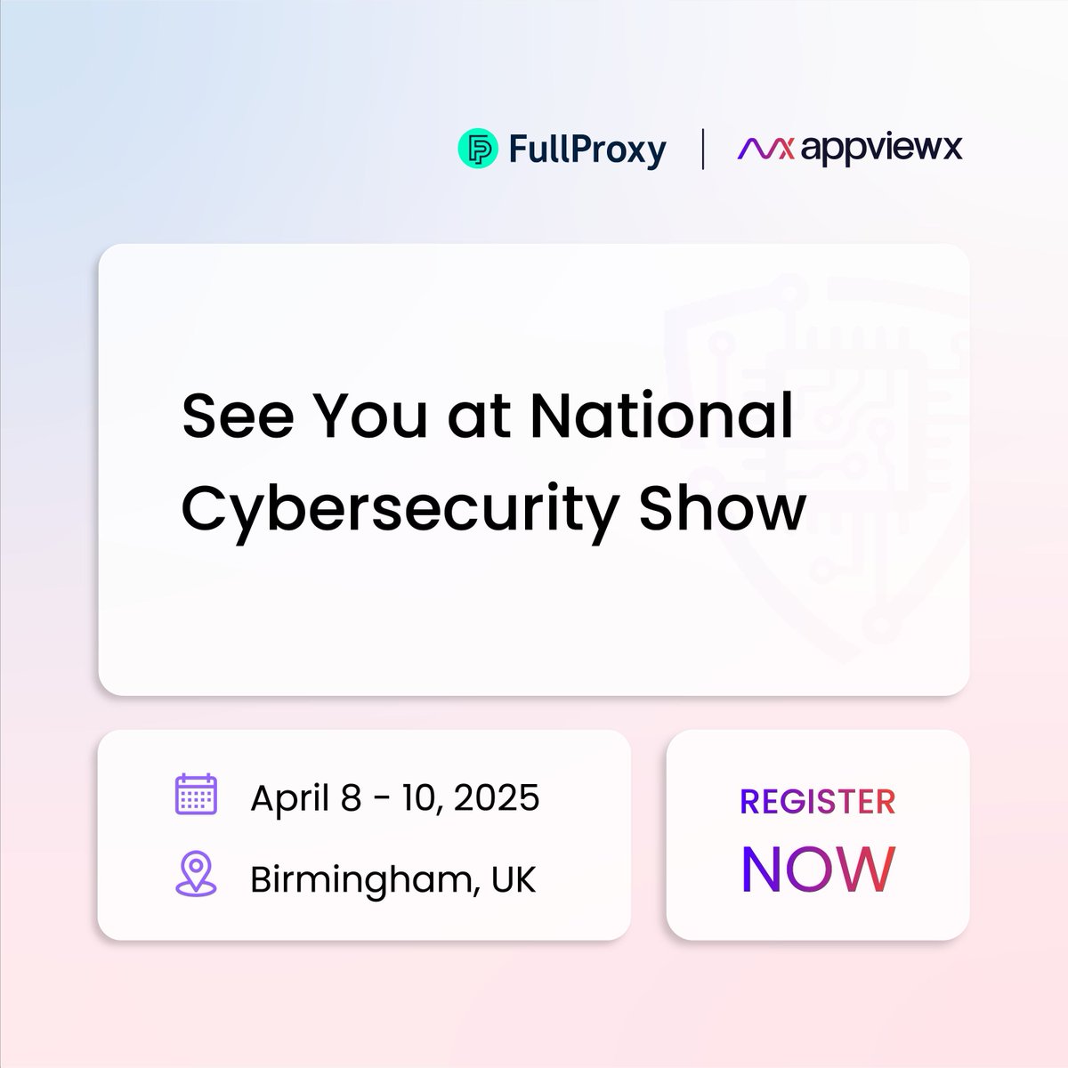 The National Cybersecurity Show is around the corner, and <a href="/AppViewX/">AppViewX</a> &amp; <a href="/thefullproxy/">FullProxy</a> are ready to meet you there! Join us in Birmingham from April 8-10, 2025, where we’ll be showcasing how to automate and simplify #CLM. 

🔗 Register for the event here: buff.ly/siIUWXX