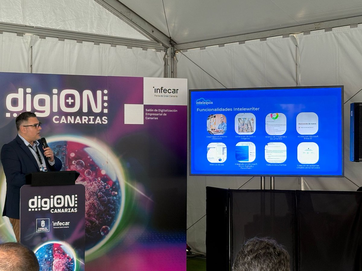 intelequia's tweet photo. Así ha sido nuestro paso por #digiON celebrado en @Infecar Feria de Gran Canaria ⭐
2 Jornadas cargadas de innovación💡, donde pudimos compartir junto al resto de participantes y ponentes el impacto de la #inteligenciaartificial en la eficiencia empresarial, analizar modelos de desarrollo tecnológico en las islas y la gestión del talento digital🧑💻 entre otros grandes retos del tejido económico que se encuentra dentro y fuera del archipiélago.
¡Nos vemos en la siguiente edición!🚀
#IntelequiaTeam #TransformaciónDigital