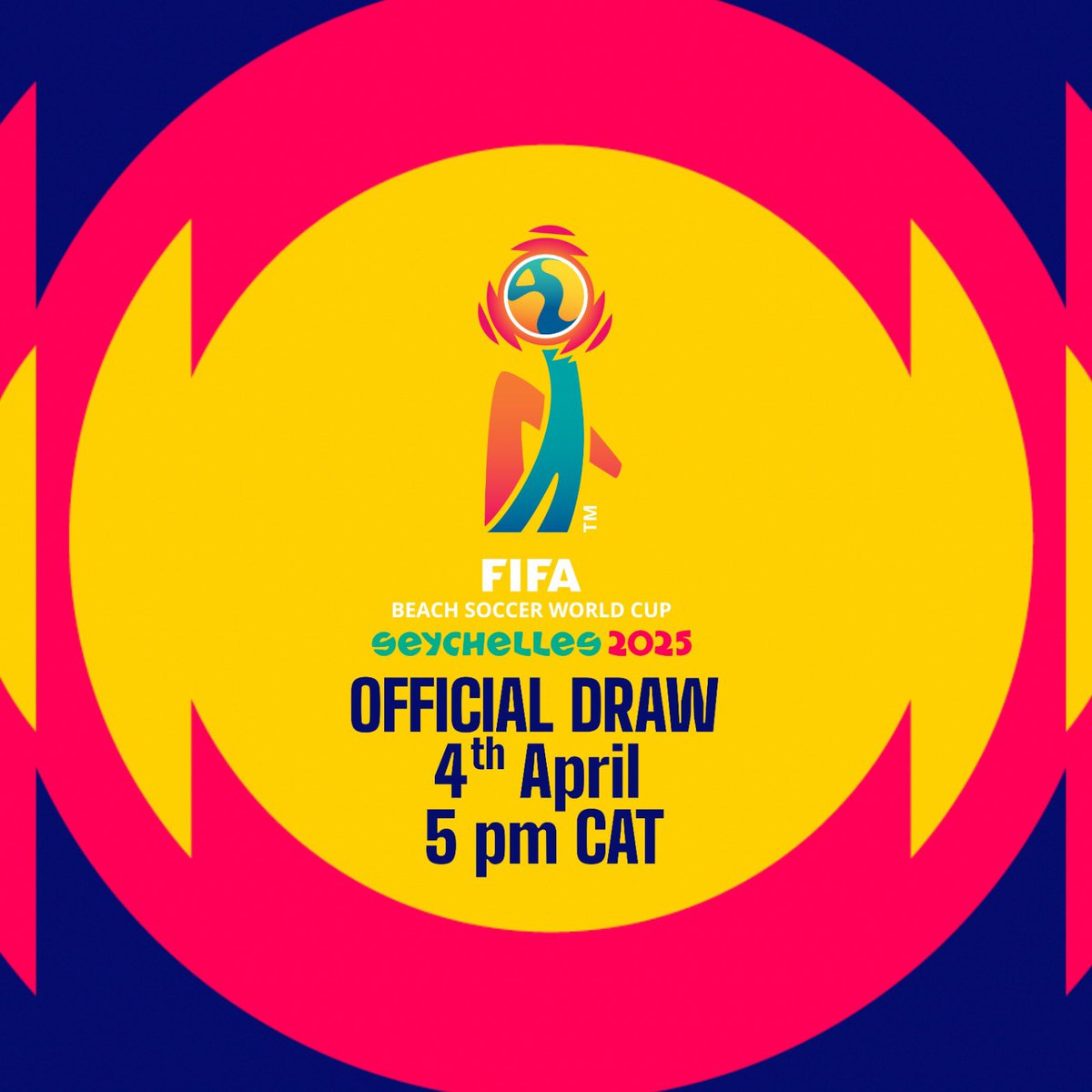 Africa’s three representatives at the FIFA #BeachSoccerWC 🇸🇨 Seychelles 2025 will discover their path to the trophy when the draw is made for the group stages of the historic tournament in Victoria on Friday.

The draw will be conducted at 15:00 GMT.

🔗➡️cafonline.com/news/fifa-beac…
