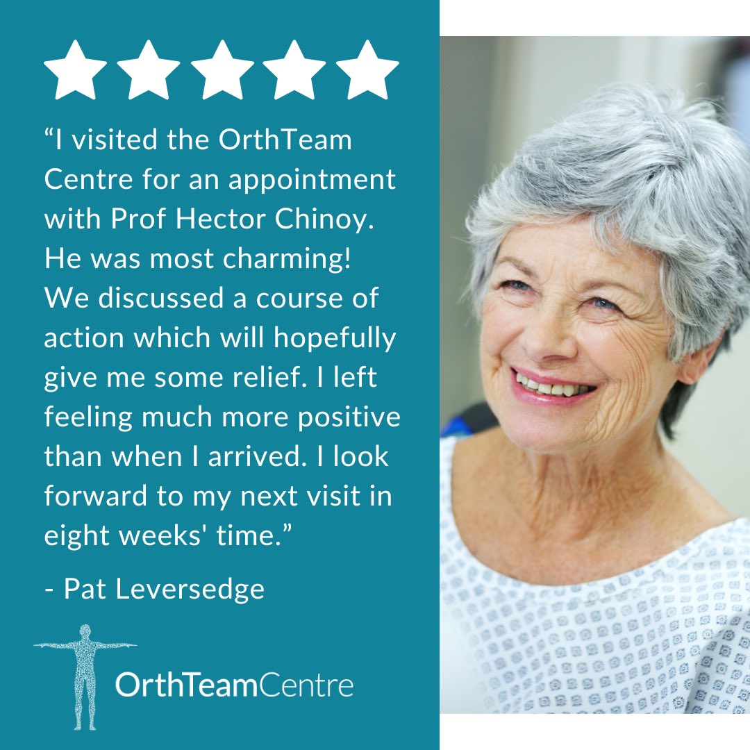 Happy patient = happy Friday! 😀

Today we’re sharing a ⭐️⭐️⭐️⭐️⭐️ review from Pat.

We’re delighted that she had such a “positive” experience with Prof Chinoy, and is looking forward to her next visit! 🫶🏽

Find out how we can help you
➡️ orthteamcentre.co.uk

#FeedbackFriday