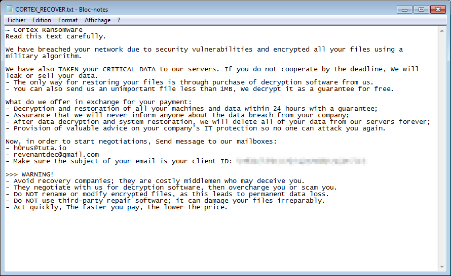 Cortex #Ransomware 9FC1FF39DEDB4161B62E6E35F0D2FE7E