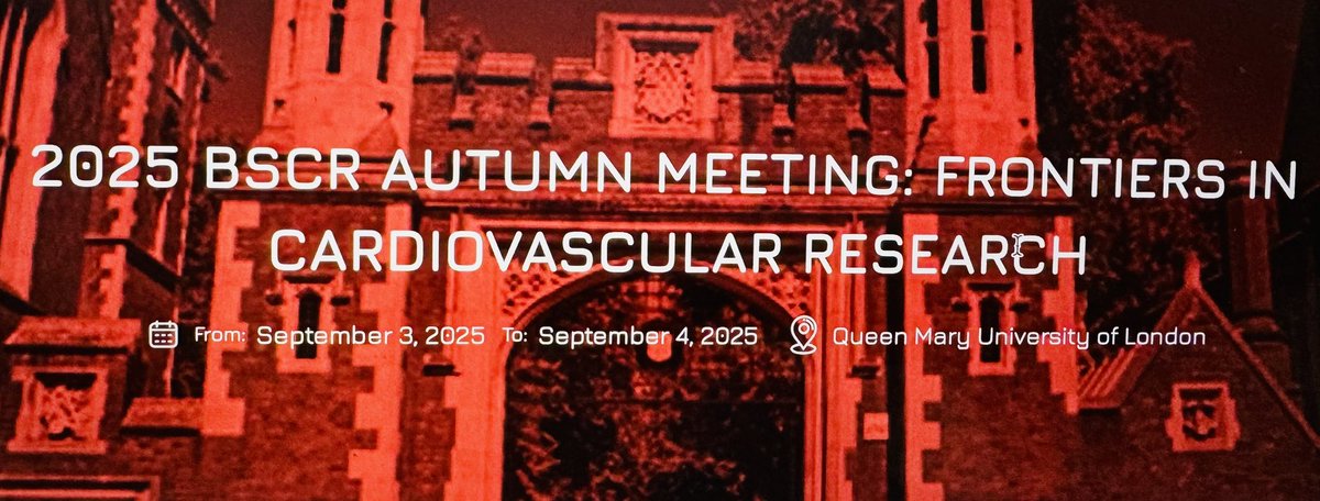Dunja Aksentijevic Ricciarelli (@dunjaaks) on Twitter photo Looking forward to hosting <a href="/BSCResearch/">British Society for Cardiovascular Research</a> British Society for Cardiovascular Research Autumn Meeting (Sept 3rd, 4th) at the beautiful and historic Charterhouse Square <a href="/QMULWHRI/">William Harvey Research Institute</a> <a href="/QMULBartsTheLon/">Barts and The London, Queen Mary</a> . Exciting line up of speakers confirmed. Save the date!
bscr.org/meetings/bscr2… Looking forward to hosting <a href="/BSCResearch/">British Society for Cardiovascular Research</a> British Society for Cardiovascular Research Autumn Meeting (Sept 3rd, 4th) at the beautiful and historic Charterhouse Square <a href="/QMULWHRI/">William Harvey Research Institute</a> <a href="/QMULBartsTheLon/">Barts and The London, Queen Mary</a> . Exciting line up of speakers confirmed. Save the date!
bscr.org/meetings/bscr2…