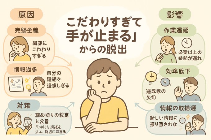 AI同制作でこだわりすぎて手が止まる問題、皆さんもありませんか? 
私の場合「もうちょっとこうしたい」病で進まないw 解決策は締め切りの公言!プレッシャーを武器にしちゃいます…!! 