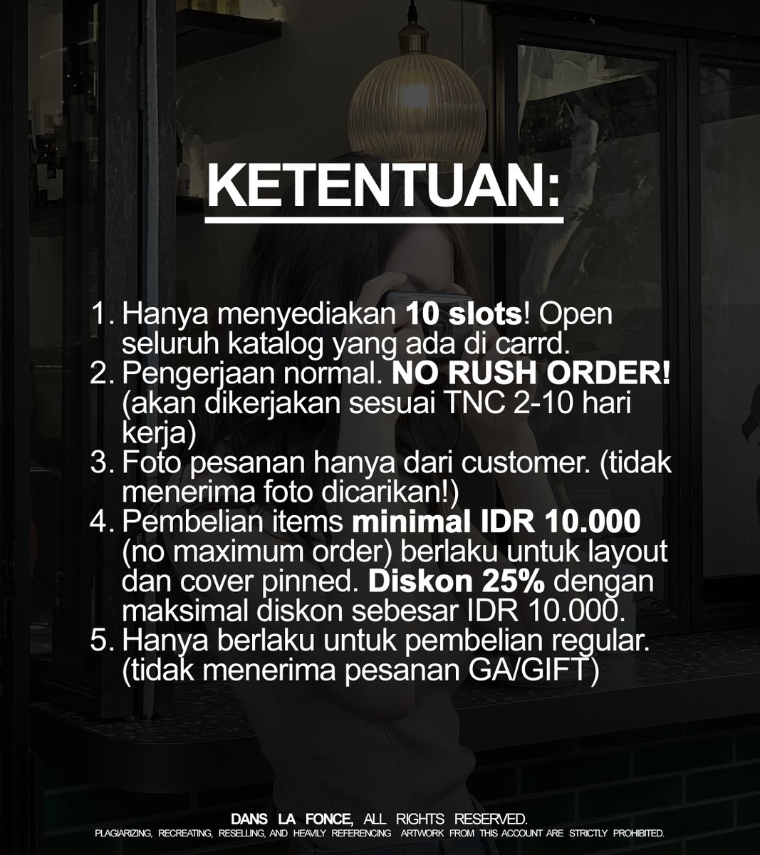 ⠀ ⠀  
A repost would be appreciated! 💌 

Hari ini Fiona akan open special 4.4 dengan diskon 25% berlaku untuk pemesanan seluruh katalog yang ada di carrd, ya! Secure your slot at 19:00 WIB through DM! Go grab your slot, everyone! ✨

#zonaba #zonauang #zonajajan
  ⠀ ⠀