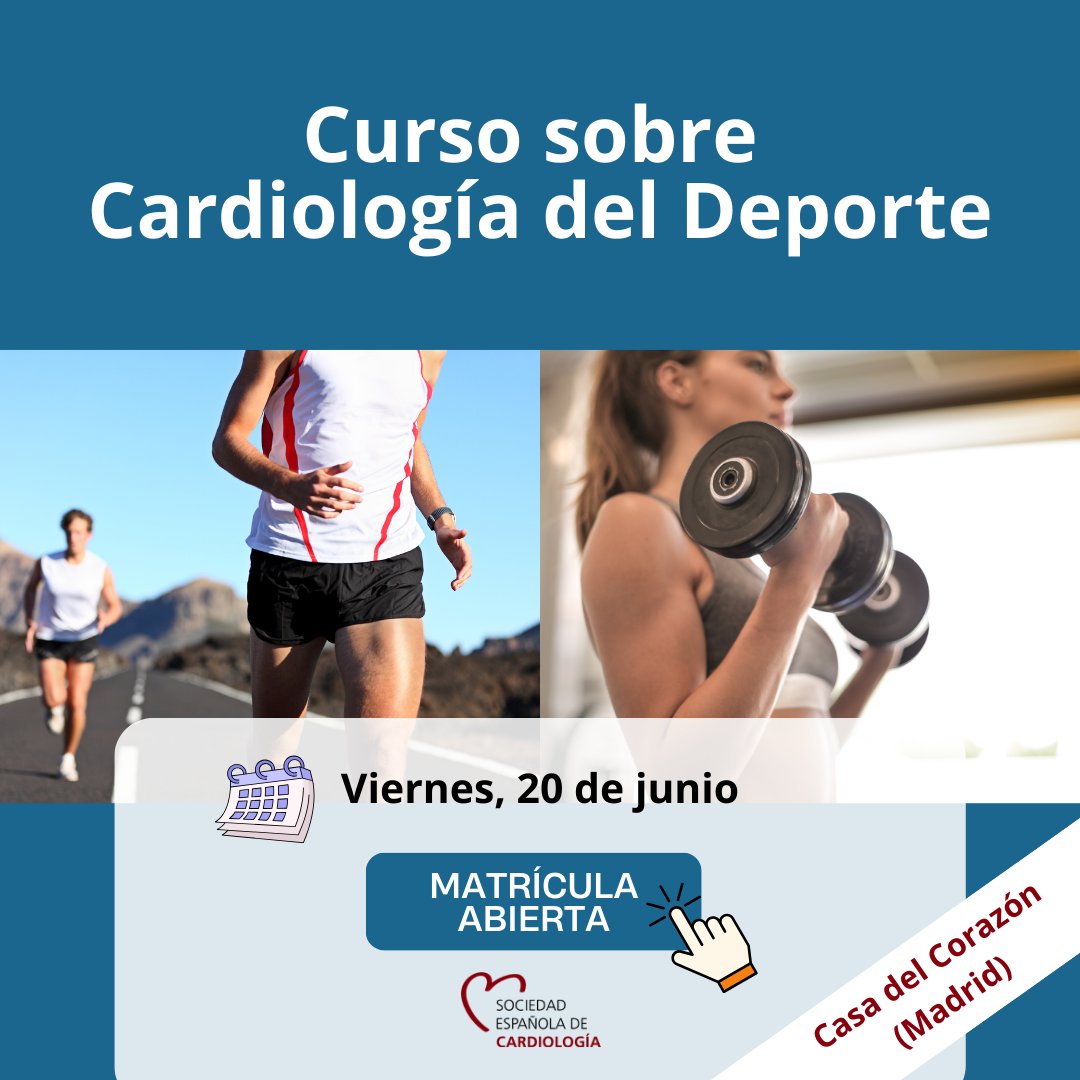 📚 ¿Quieres actualizar tus conocimientos en salud cardiovascular aplicada al deporte? VII Curso Monográfico sobre Cardiología del Deporte #CursosCasaCorazón
🧑‍⚕️Dirigido a profesionales implicados en salud deportiva.
📍 Presencial en la Casa del Corazón (Madrid) 📅 20 de junio de