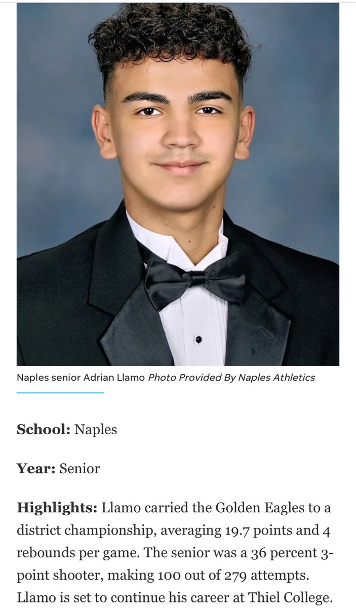 Adrian Llamo (@adrianllamo7) on Twitter photo Blessed and Honored to say i have recieved 1st team selection for Naples Daily News.
<a href="/NAPLESBBALL/">Naples Basketball</a> <a href="/Coach_Chery/">Coach Chery</a> <a href="/swfl_hoops/">SWFL Hoops</a> <a href="/AASRHerreraSWFL/">Nicholas Herrera</a> <a href="/KevinMoses38/">Kevin Moses LLC</a> <a href="/Bigdaugbball/">Bigdaugbasketballmmxxl</a> <a href="/NP_AlexMartin/">Alex Martin 𝕏</a> <a href="/ndn/">Naples Daily News</a> <a href="/Andy_Villamarzo/">Andy Villamarzo</a> <a href="/RossVDG14/">Ross Van De Griek</a> <a href="/CoachJCutler/">Josh Cutler</a> Blessed and Honored to say i have recieved 1st team selection for Naples Daily News.
<a href="/NAPLESBBALL/">Naples Basketball</a> <a href="/Coach_Chery/">Coach Chery</a> <a href="/swfl_hoops/">SWFL Hoops</a> <a href="/AASRHerreraSWFL/">Nicholas Herrera</a> <a href="/KevinMoses38/">Kevin Moses LLC</a> <a href="/Bigdaugbball/">Bigdaugbasketballmmxxl</a> <a href="/NP_AlexMartin/">Alex Martin 𝕏</a> <a href="/ndn/">Naples Daily News</a> <a href="/Andy_Villamarzo/">Andy Villamarzo</a> <a href="/RossVDG14/">Ross Van De Griek</a> <a href="/CoachJCutler/">Josh Cutler</a>