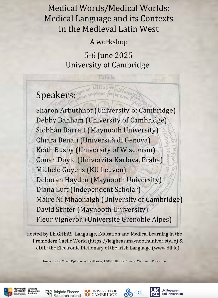 Deborah Hayden (@dhaydenceltic) on Twitter photo The LEIGHEAS project <a href="/MaynoothUni/">Maynooth University</a> <a href="/MU_AHI/">Maynooth University Arts & Humanities Institute</a> is thrilled to be co-hosting this workshop in Cambridge next June with the excellent <a href="/eDIL_Dictionary/">eDIL</a> team! Links to the programme, abstracts and registration are now live:
ahi.maynoothuniversity.ie/mind-material-… The LEIGHEAS project <a href="/MaynoothUni/">Maynooth University</a> <a href="/MU_AHI/">Maynooth University Arts & Humanities Institute</a> is thrilled to be co-hosting this workshop in Cambridge next June with the excellent <a href="/eDIL_Dictionary/">eDIL</a> team! Links to the programme, abstracts and registration are now live:
ahi.maynoothuniversity.ie/mind-material-…