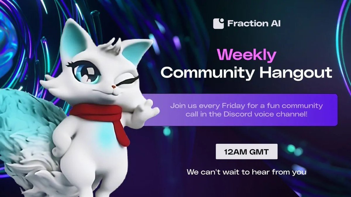 FractionAI_xyz's tweet photo. 🎙️ Join us for our weekly community call!

🕛 12 PM GMT | 📆 Every Friday

Come share your thoughts, ideas &amp; vibes with us. And today is extra special... A cool surprise announcement awaits 👀

Be there to hear it first. https://t.co/ZRUER3n1Lk