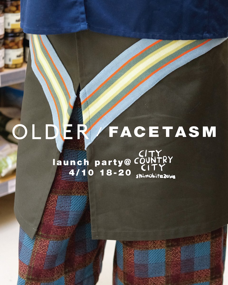 FACETASM's tweet photo. ＜OLDER × FACETASM at CITY COUNTRY CITY (CCC) LAUNCH PARTY＞
日時：4月10日(木) 18:00–20:00
会場：CITY COUNTRY CITY
住所：〒155-0031 東京都世田谷区北沢2丁目12-13
営業時間：12:00–20:00（水曜定休） https://t.co/9LFbfncSo8