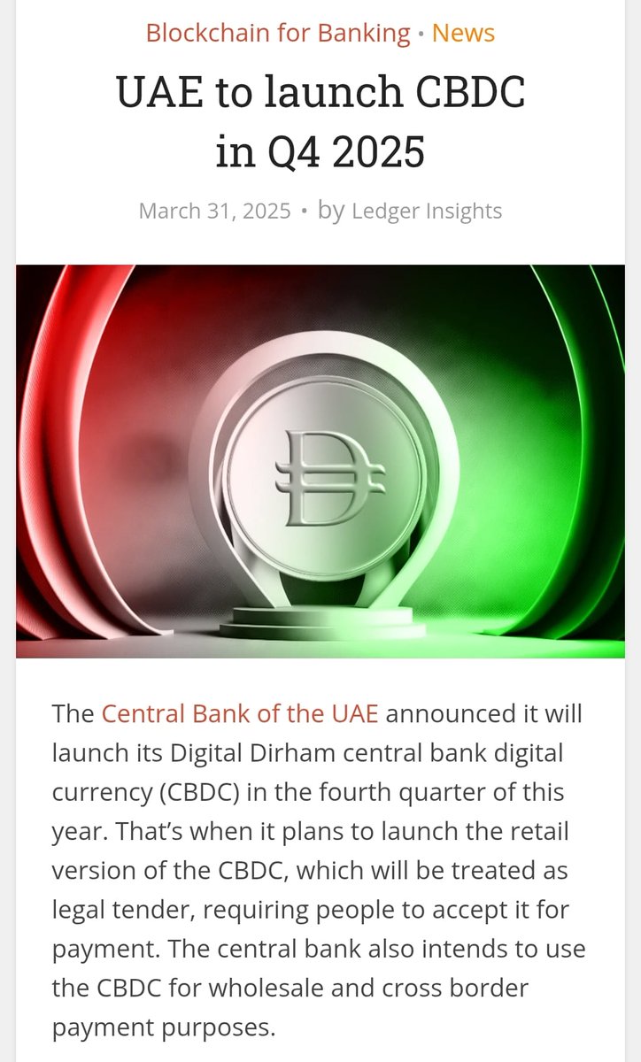 NotaCult89's tweet image. 🚨 UAE CBDC Adoption & the Bigger Picture 🚨
The #UAE is moving fast on CBDCs, aligning with the global push for Financial Infrastructure Transformation led by #BIS. 🌍💰
Who’s helping build the rails? Quant Network $QNT. Their work on Project Rosalind with BIS & the Bank of…