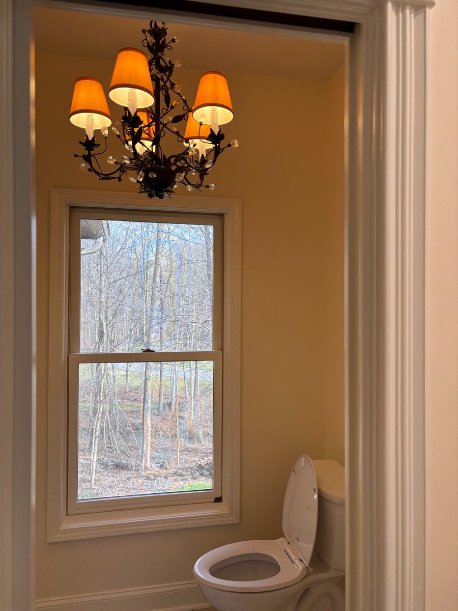 Who doesn't have a chandelier in their "water closet"?