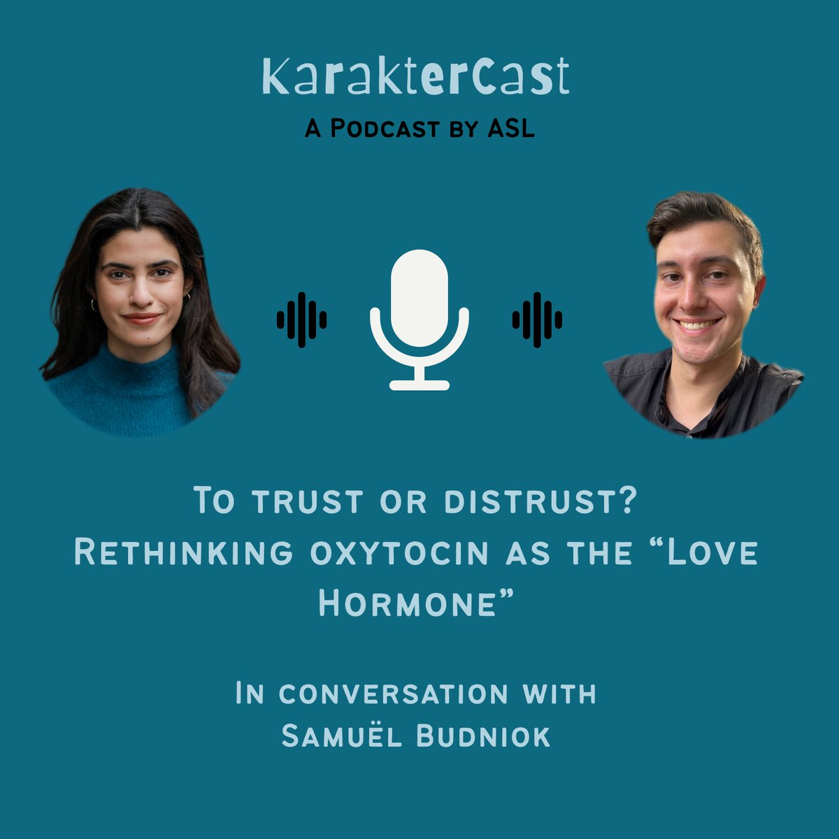This friday on #KarakterCast, <a href="/BDalile/">Boushra Dalile, PhD</a> goes in conversation with Samuël Budniok from <a href="/BiolPsychol/">LBP</a> <a href="/KU_Leuven/">KU Leuven</a>  as they discuss his latest work on the effects of the neuropeptide #oxytocin on #trust.

Have a listen on our website: lnkd.in/drBM6_XA