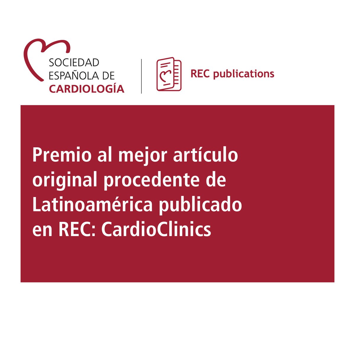 REC Publications (@revespcardiol) on Twitter photo Premio de la <a href="/secardiologia/">Soc Esp Cardiología</a> al mejor artículo original procedente de Latinoamérica publicado en REC:CardioClinics: secardiologia.es/cientifico/bec…
Fecha límite : 24 de abril de 2025.
El premio se hará efectivo durante el segundo semestre de 2025.
Dotación: 750 euros (1 premio) Premio de la <a href="/secardiologia/">Soc Esp Cardiología</a> al mejor artículo original procedente de Latinoamérica publicado en REC:CardioClinics: secardiologia.es/cientifico/bec…
Fecha límite : 24 de abril de 2025.
El premio se hará efectivo durante el segundo semestre de 2025.
Dotación: 750 euros (1 premio)