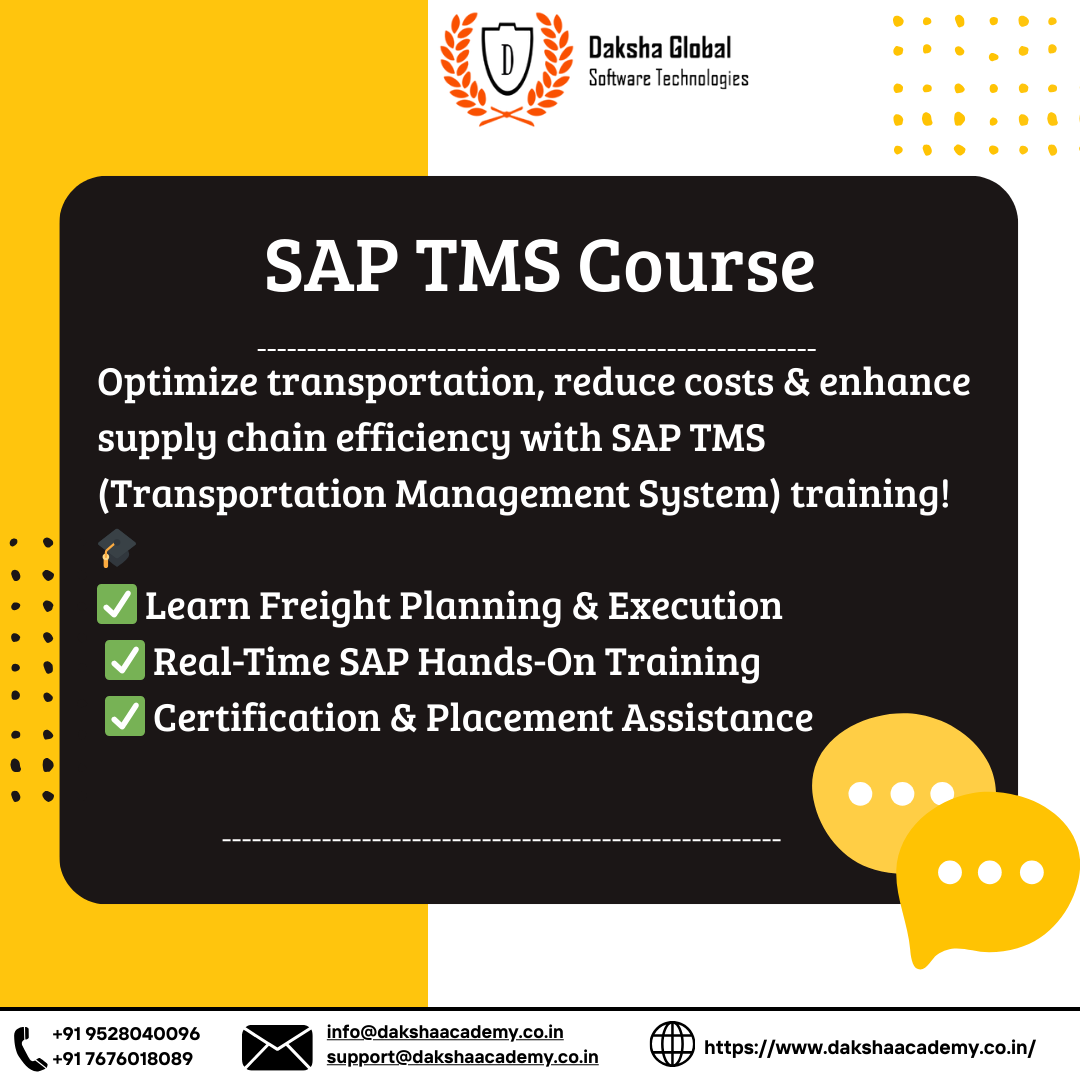 Daksha_Global's tweet image. 🚛 Supercharge Your Logistics Career with SAP TMS Training!

Master SAP Transportation Management System (TMS) and step into high-demand logistics roles!

🎓 Enroll Now at Daksha SAP Academy!

#SAPTMS #LogisticsCareers #DakshaSAPAcademy #SAPTraining #CareerGrowth #LearnSAP #SAP