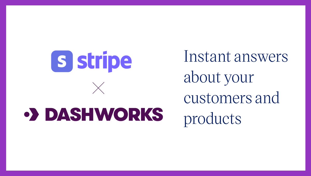 🚀 𝗗𝗮𝘀𝗵𝘄𝗼𝗿𝗸𝘀 𝗻𝗼𝘄 𝗶𝗻𝘁𝗲𝗴𝗿𝗮𝘁𝗲𝘀 𝘄𝗶𝘁𝗵 𝗦𝘁𝗿𝗶𝗽𝗲!

<a href="/stripe/">Stripe</a> is a powerhouse in digital payments, trusted by millions of businesses globally, from startups to large enterprises.

Our new integration with Stripe means you can now search across Stripe's