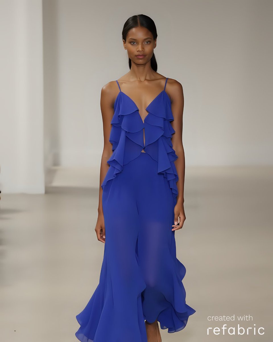RefabricAI's tweet image. Ruffles, redefined 🪭 From soft pastels to bold contrasts, this spring embraces the art of movement with cascading frills and sculpted layers🎀

#refabric #refabricai #fashionai #aidesign