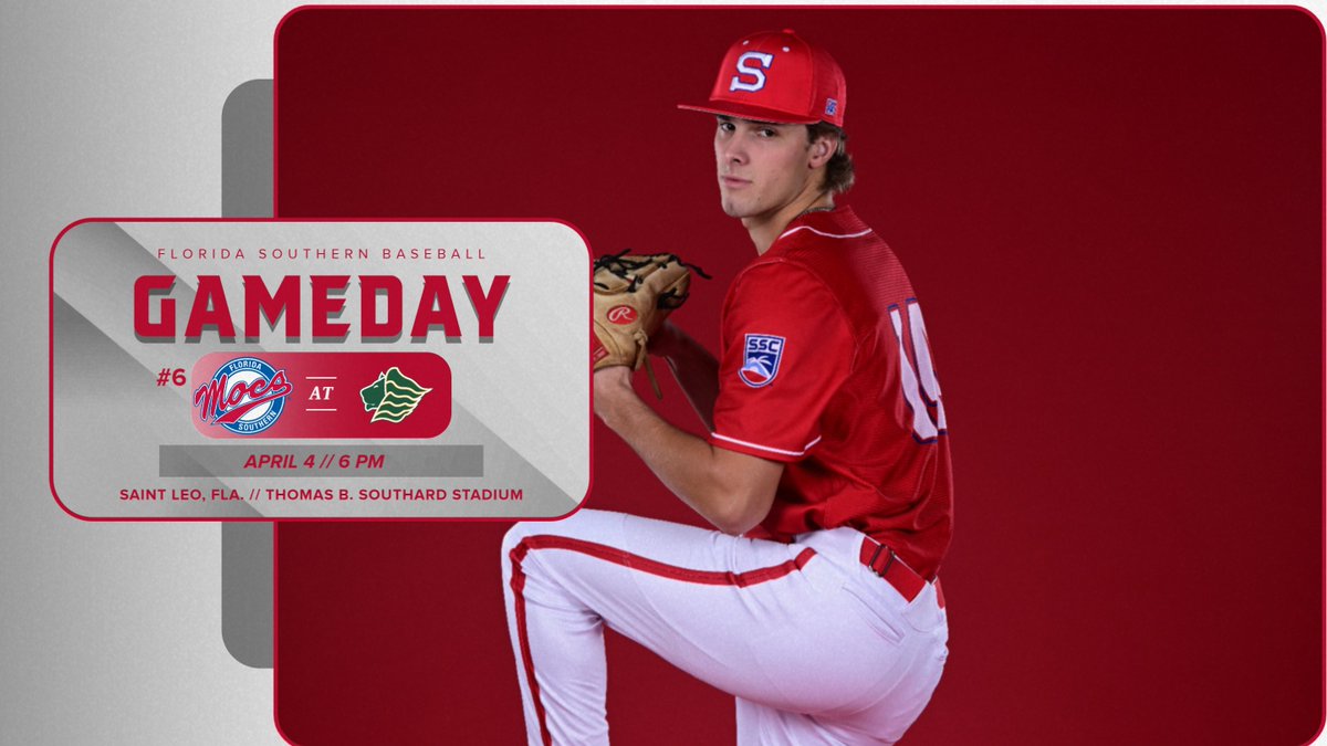 Florida Southern Mocs (@fsc_mocs) on Twitter photo Back on the road for No. 6 <a href="/MocsBaseball/">FSC Baseball</a> in a Friday night series opener against the Lions! #LetsGoMocs
🆚Saint Leo
🕕6:00 PM
📍 Saint Leo, Fla. | Thomas B. Southard Stadium
📺/📊 fscmocs.com/gameday
📸 #14 Evan Mobley Back on the road for No. 6 <a href="/MocsBaseball/">FSC Baseball</a> in a Friday night series opener against the Lions! #LetsGoMocs
🆚Saint Leo
🕕6:00 PM
📍 Saint Leo, Fla. | Thomas B. Southard Stadium
📺/📊 fscmocs.com/gameday
📸 #14 Evan Mobley