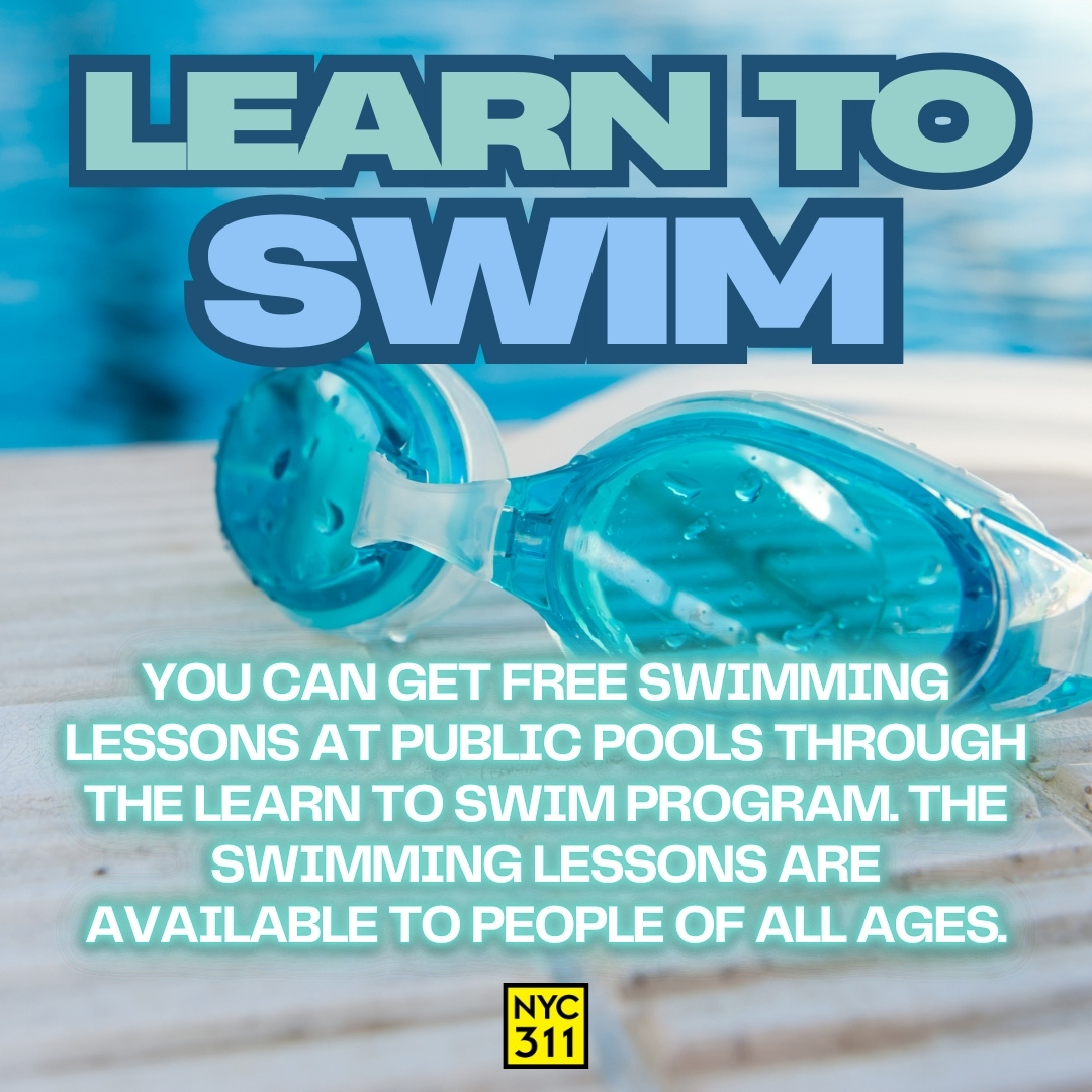 The Learn to Swim program offers FREE swimming lessons for all ages at public pools across the City. Registration is now open at multiple locations, but hurry—spots fill up quickly!

Learn more about the program and register at on.nyc.gov/SwimmingLessons.