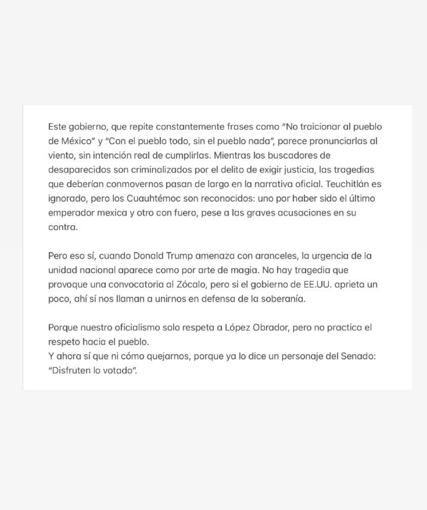 ReflectorMX2025's tweet photo. A la opinión pública #justicia #oficialismo #indiferencia #unidad https://t.co/wdY0swZgQp