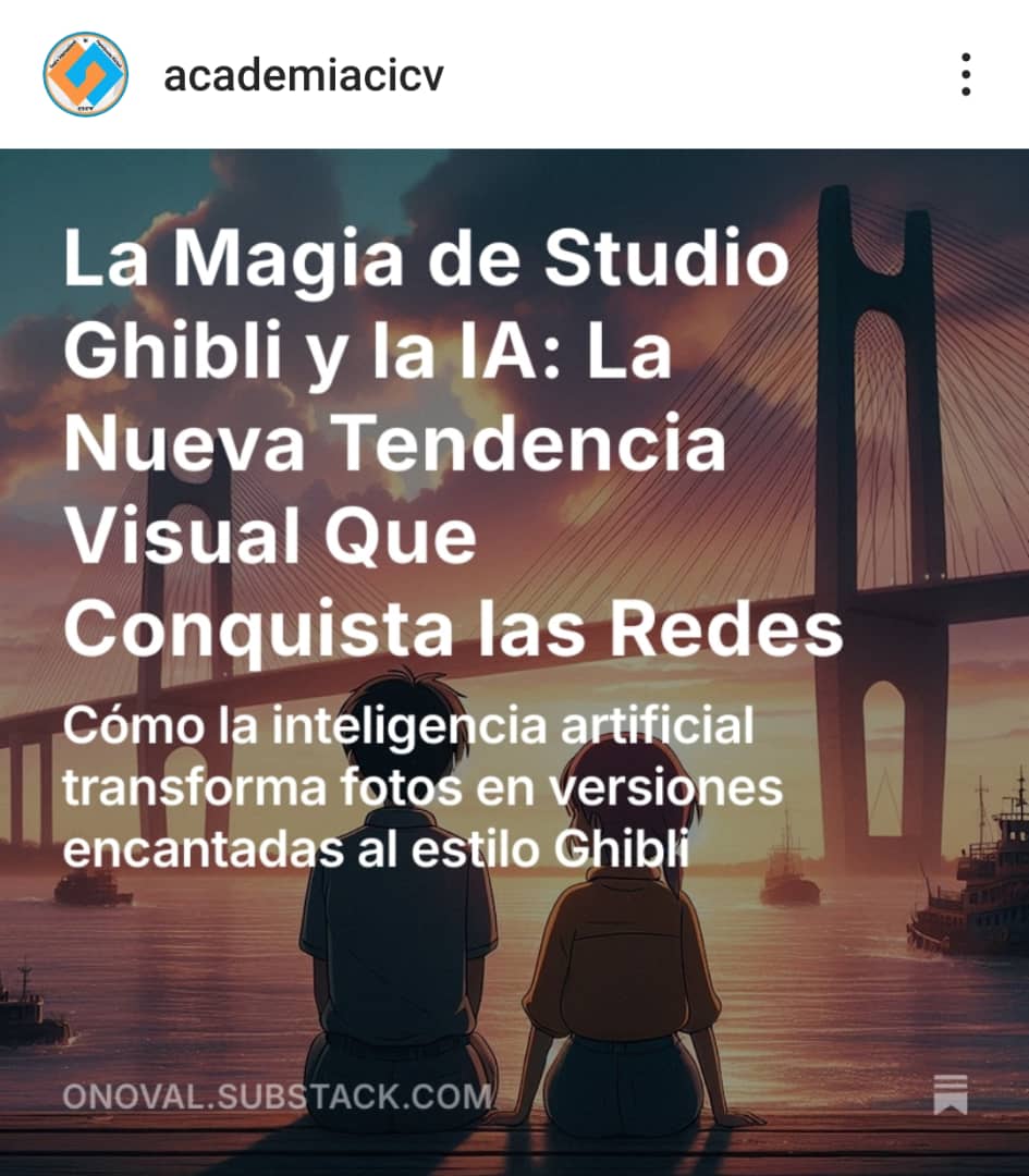 academia_CICV's tweet photo. La magia del #Studio #Ghibli y la IA: Nueva tendencia visual q conquista las Redes
Cรณmo la #IA transforma #fotos en versiones encantadas al estilo Ghibli
https://t.co/WHlIkhEG4g
#onovalrod #academiacicv #infografia #cursoOnline #humata #Moodle #InteligenciaArtificial #elearning https://t.co/RpdzhRpMJR