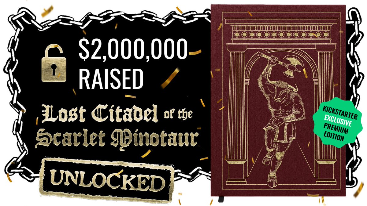 🎉We hit our $2 million funding goal! Every physical backer gets a free premium copy of the Lost Citadel of the Scarlet Minotaur adventure! 🎉

Check out the Western Reaches Kickstarter here:
kickstarter.com/projects/shado…