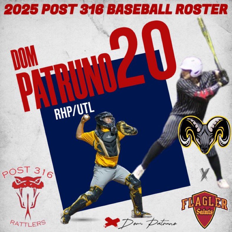 Our first 2-way comes from the senior out of Englewood High School, Dom Patruno! Dom is a Flagler College signee who is ranked in the top 50 in strikeouts in the country this season with 72 over 46 IP. He boasts a 1.35 ERA and leads his district in AVG, HR, R, RBI, and SLG.