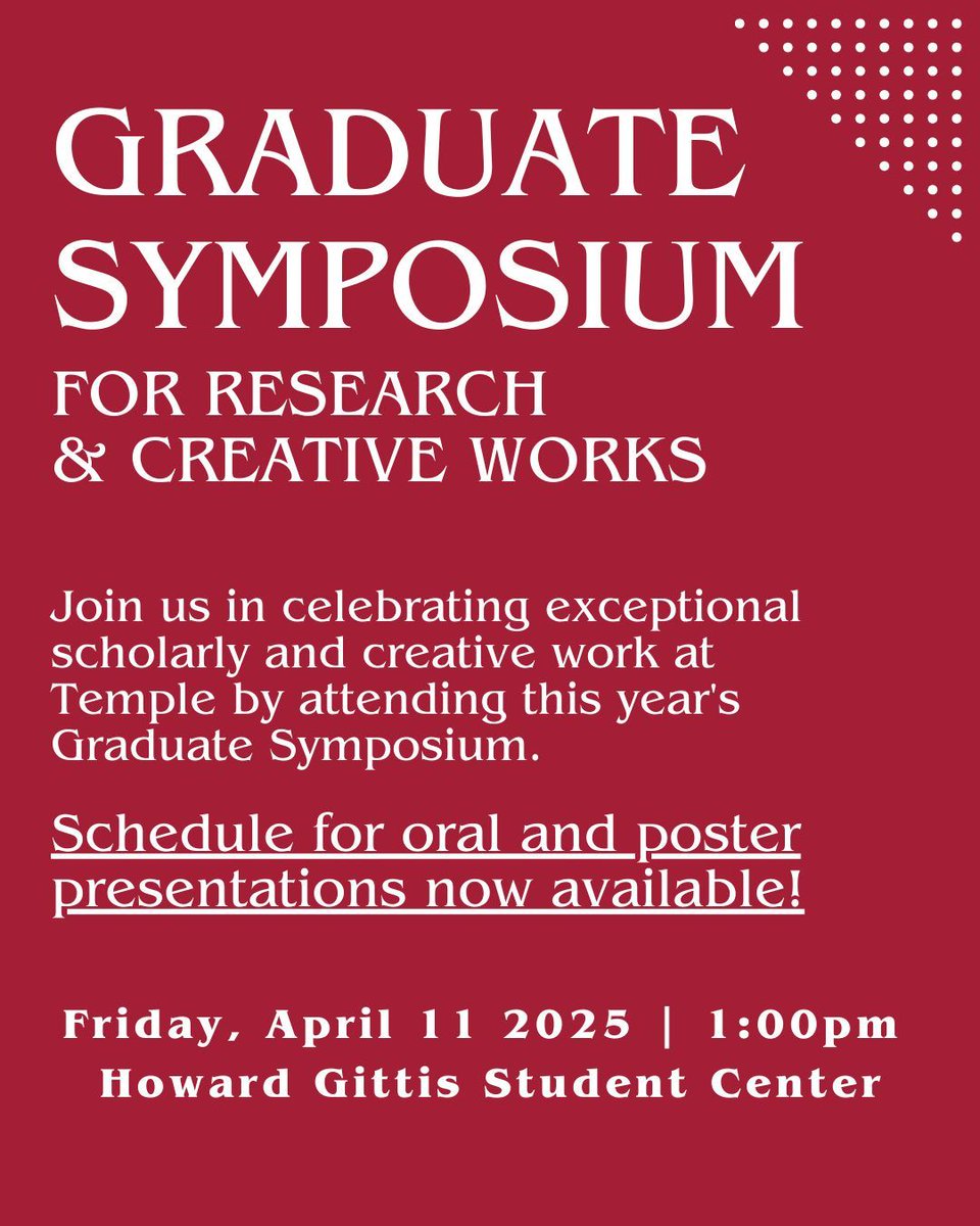 We're just one week away from the first annual Graduate Symposium for Research &amp; Creative Works! Take a look at our program to read participants' abstracts and the full schedule for presentations: buff.ly/w4GIgTH