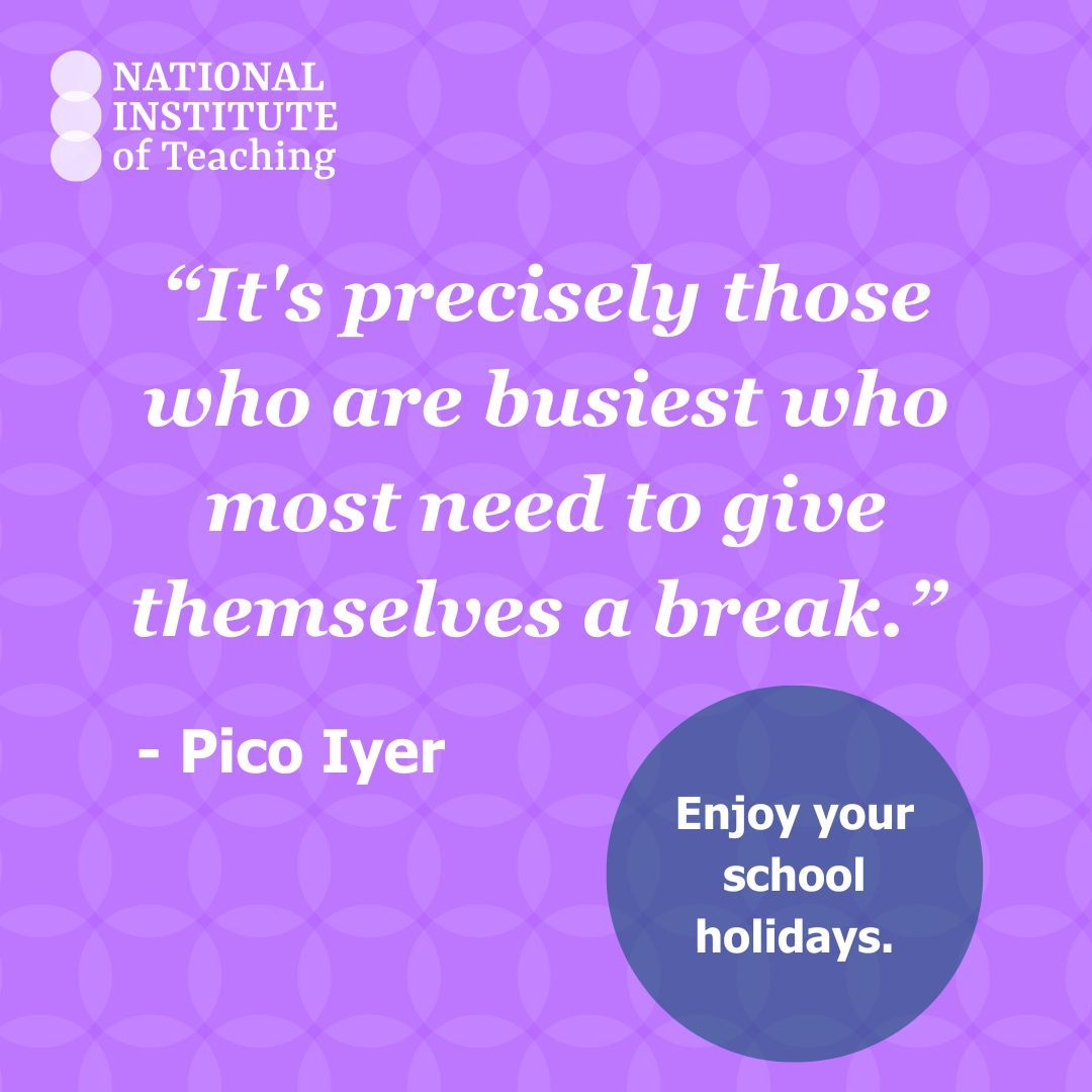 The Cambridge Dictionary defines 'rest' as "To stop doing a particular activity or stop being active for a period of time in order to relax and get back your strength."

That's the medicine we're recommending to all teachers this Easter break.