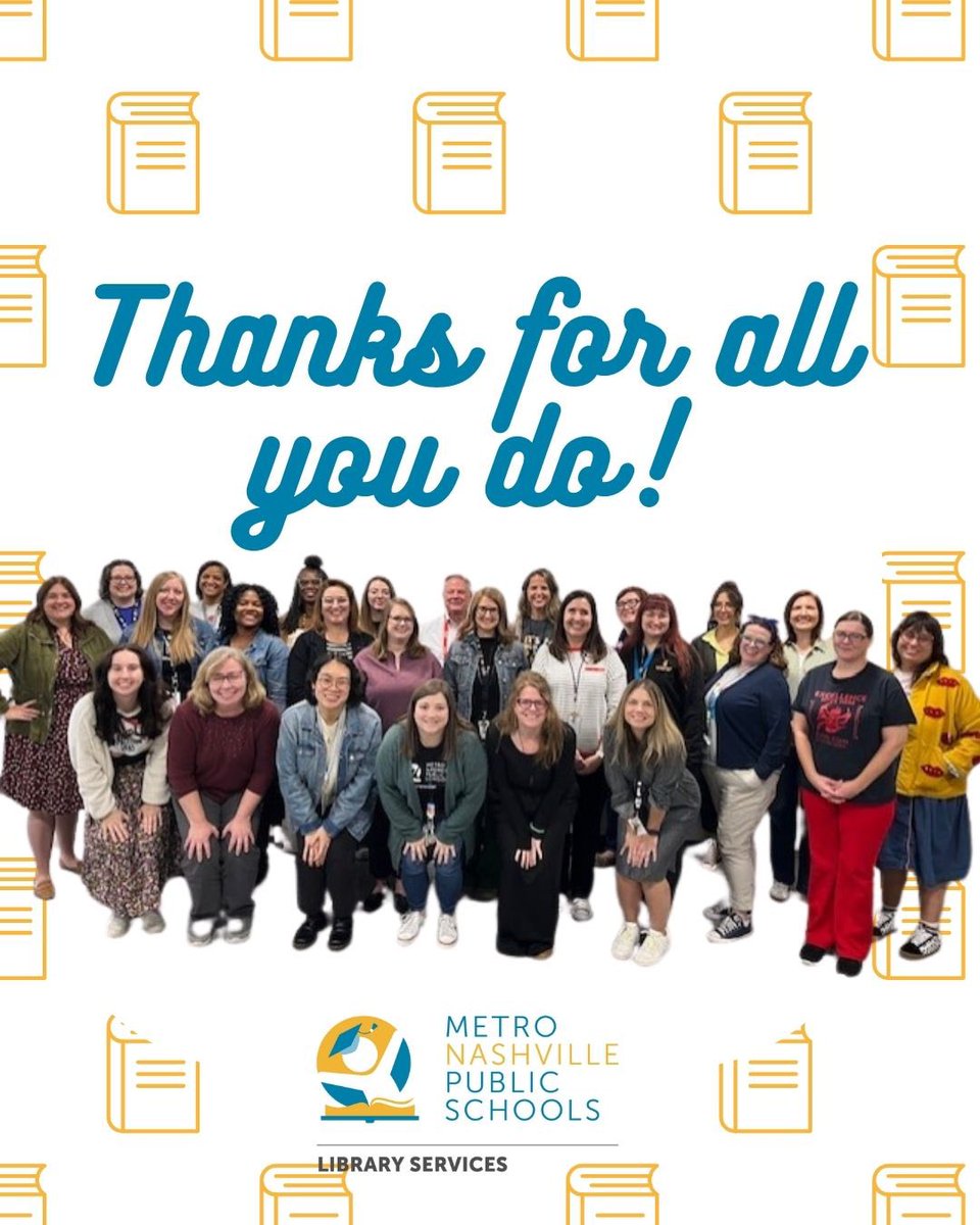MNPSLibraries's tweet photo. Happy School Librarian Day to MNPS Librarians! This talented team of leaders ensures every student is known and is supported in literacy and academics. In short, THEY ROCK! Thank a school librarian today! 💙📚💛 @MetroSchools #mnpsreads #slm https://t.co/MxuPCWxI0j