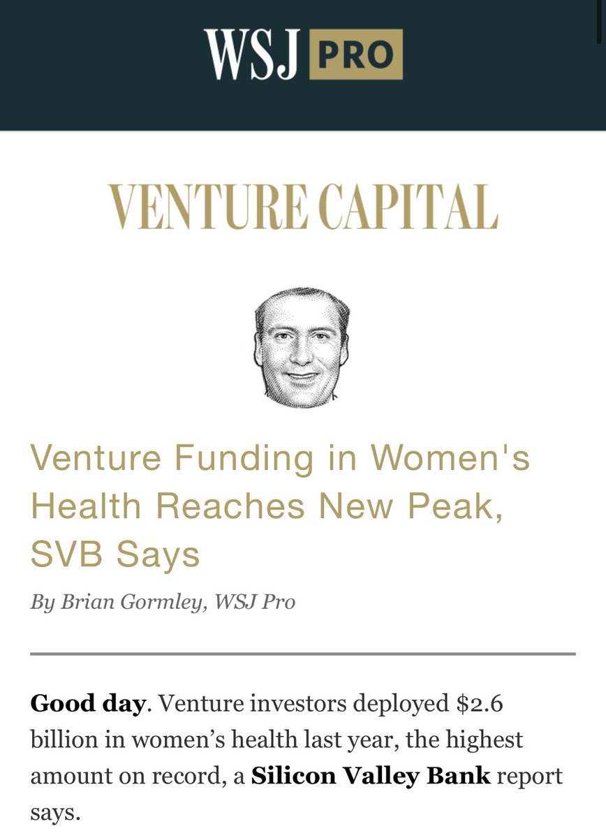From <a href="/WSJVC/">WSJ Venture Capital</a>: "Startups are innovating in areas such as fertility, maternal health and menopause, and researchers are learning more about the causes and biological drivers of conditions that affect women differently or disproportionately."

bit.svb.com/4jkze1z #SVBHealthcare