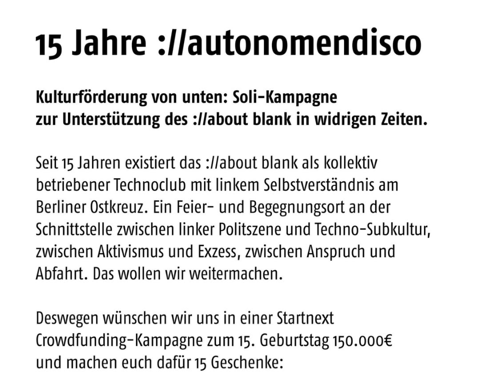 schw00ligan's tweet photo. das ://about blank braucht finanziellen support. teilen und wenn möglich spenden! linksradikale antisemitismuskritische räume müssen erhalten bleiben:  https://t.co/lqPtL42WlB https://t.co/hB4px4lSWI