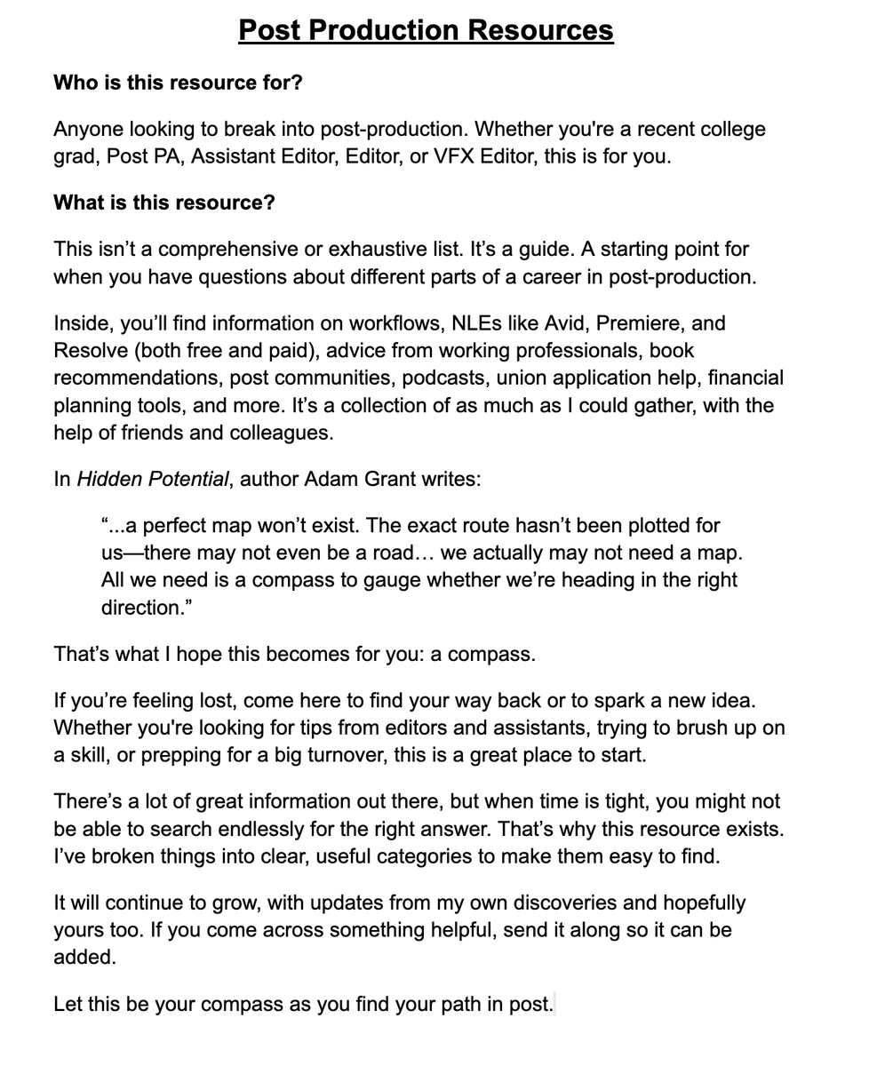 Coming Soon!

I've built &amp; continue to build one of the most comprehensive resources for post production. A singular place with as much as I can think of to help someone starting in post or a refresher for a veteran. Best of all it will be FREE! How can you help? 🧵#postchat