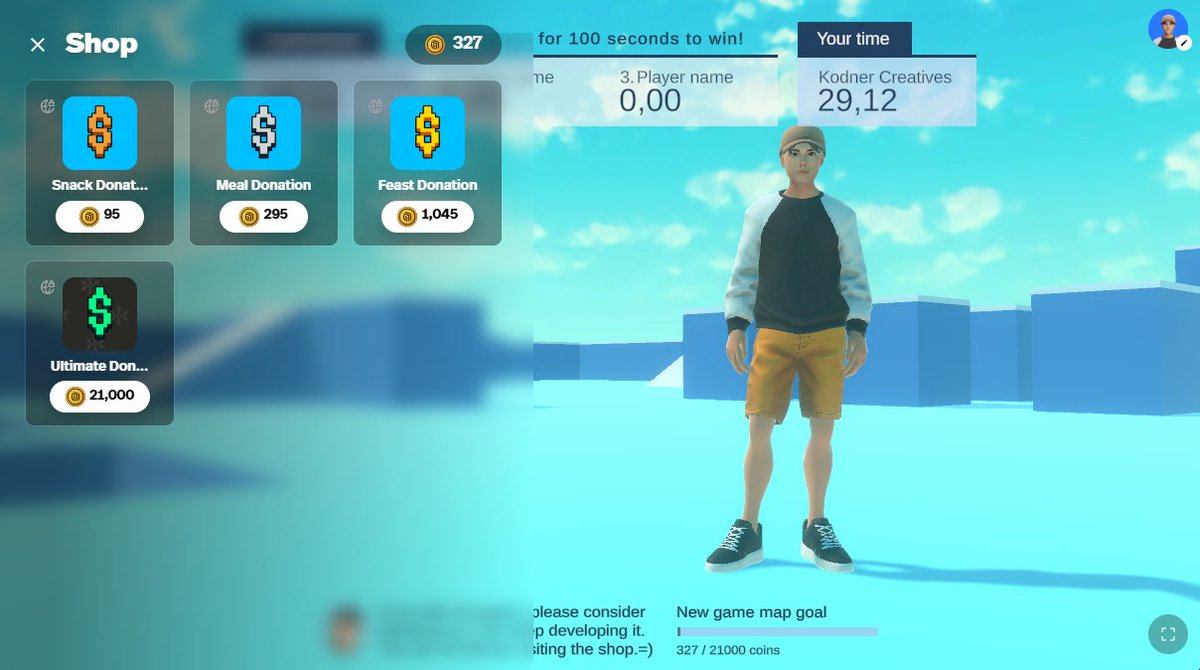 You can now support the development of King of the Hill with a donation. That way, I’ll be able to create a new game map, improve design and textures, optimize the code to make the game run faster, etc. =)