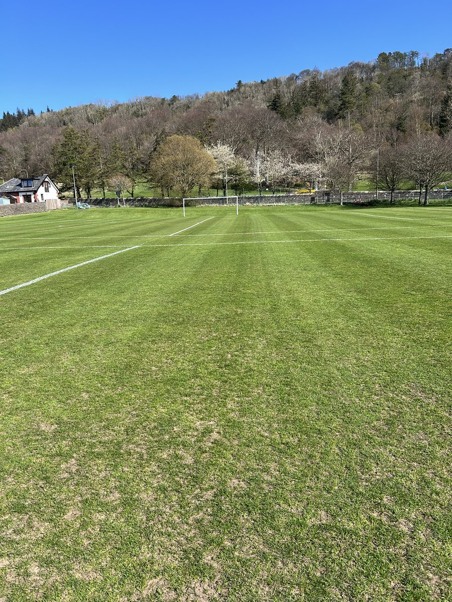 Football pitches cut this week normal service resumes pitches recovering well after winter months also lined 11s 2x7s and 9s pitch’s. Ready for games over weekend ⚽️