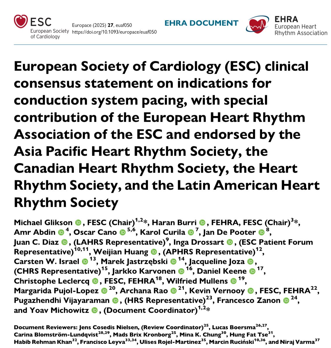 Europace Editor-in-Chief (@europaceeic) on Twitter photo ⚡️Highlights from #EHRA2025
🎯Latest #ESC Clinical Consensus Statement on Indications for #CSP
📚doi.org/10.1093/europa…
<a href="/GiulioConte9/">Giulio Conte</a> <a href="/Dominik_Linz/">Dominik Linz</a> <a href="/FraSantoroMD/">Francesco Santoro, MD, PhD</a> <a href="/AndyZhangMD/">Xiaodong Zhang (Andy), MD, PhD, FHRS, FACC</a> <a href="/DavideMei93/">Davide Mei</a> <a href="/marcovitoloMD/">Marco Vitolo Ⓜ️</a> <a href="/LuigiDiBiaseMD/">Luigi Di Biase</a> <a href="/escardio/">European Society of Cardiology</a> <a href="/EHRAPresident/">EHRAPresident</a> ⚡️Highlights from #EHRA2025
🎯Latest #ESC Clinical Consensus Statement on Indications for #CSP
📚doi.org/10.1093/europa…
<a href="/GiulioConte9/">Giulio Conte</a> <a href="/Dominik_Linz/">Dominik Linz</a> <a href="/FraSantoroMD/">Francesco Santoro, MD, PhD</a> <a href="/AndyZhangMD/">Xiaodong Zhang (Andy), MD, PhD, FHRS, FACC</a> <a href="/DavideMei93/">Davide Mei</a> <a href="/marcovitoloMD/">Marco Vitolo Ⓜ️</a> <a href="/LuigiDiBiaseMD/">Luigi Di Biase</a> <a href="/escardio/">European Society of Cardiology</a> <a href="/EHRAPresident/">EHRAPresident</a>
