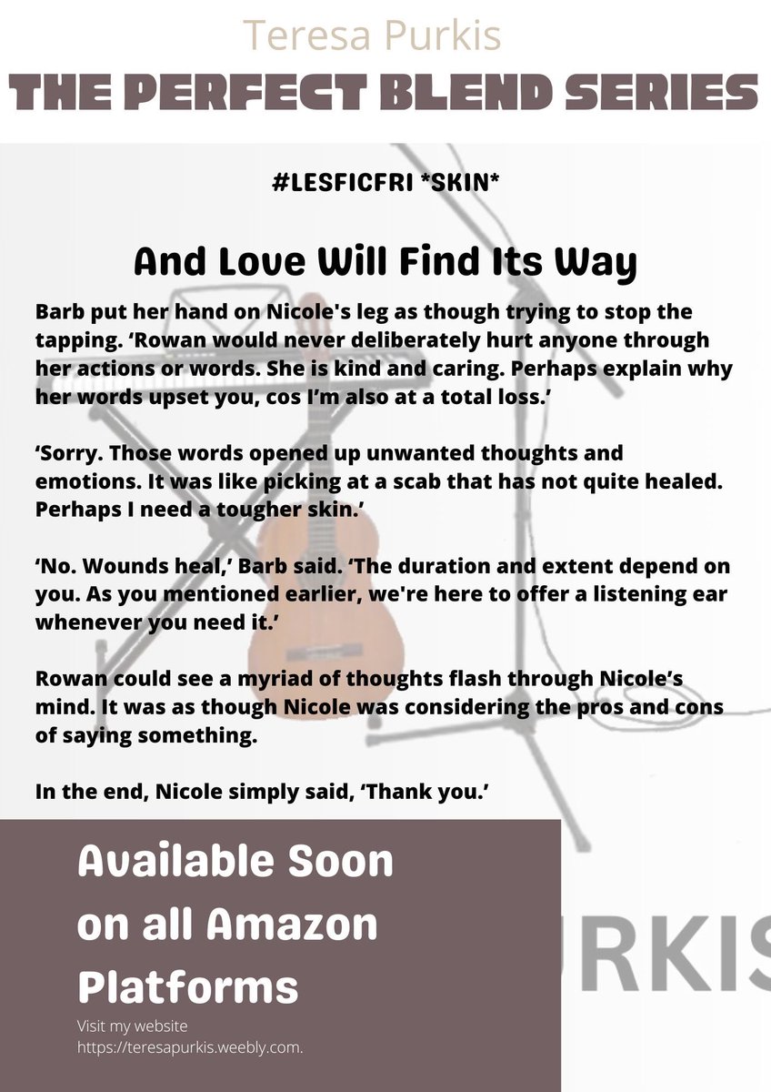 #LesFicFri theme is *SKIN*

Snippet from “And Love Will Find Its Way”

Book 4 in The Perfect Blend series

Coming Soon

🌈📚 #lesfic #Sapphfic #SapphicBook #WLW 🌈💜
