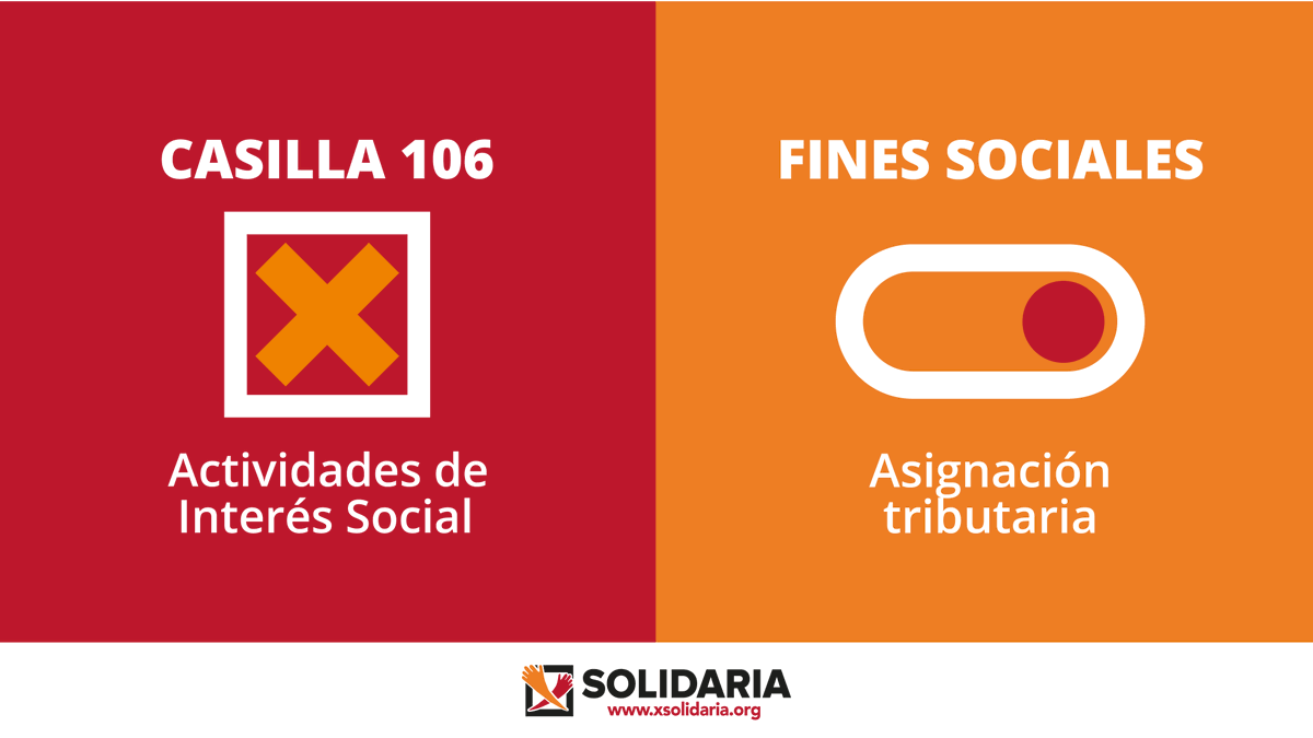 ¡Ojo! 👀 Si haces tu declaración de la renta por la app 📱 la verás como “Fines Sociales”. Y si la haces por la web 🖱, aparecerá como casilla 106 “Actividades de Interés Social”. ¡No lo olvides! 💡 #HazQuePase gracias a la #XSolidaria