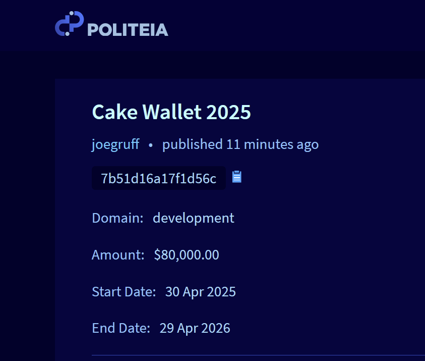 exitusdcr's tweet photo. New Proposal - @cakewallet 2025

Goals include:

- Speed up initial sync.
- Refactor the wallet framework.
- Add restore from hardware wallet support.
- Add Decred to @BtcpayServer  for use with Cake Pay (hundreds of Gift Cards) 
- Support for continued bug fixing. https://t.co/qa9QHS6Gt0